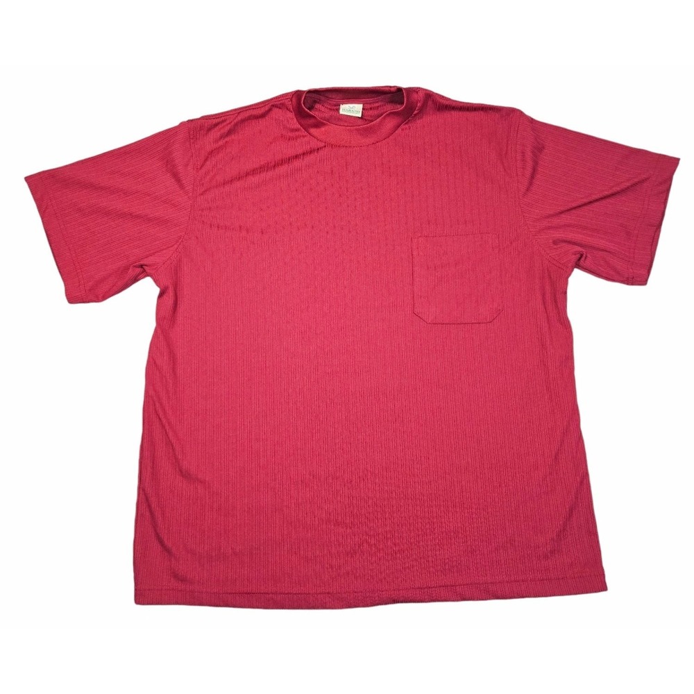 Vintage Haband Textured Pocket T-Shirt Mens Large Red Short Sleeve‎ Crewneck